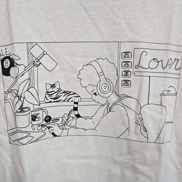 Richvale Size L Beige Graphic T-Shirt - Picture 3 of 6